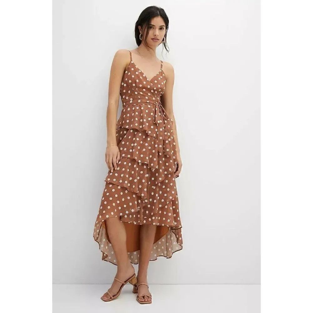 NWT ANTHROPOLOGIE X HUTCH Sz XL POLKA DOT WRAP TIERED MAXI DRESS